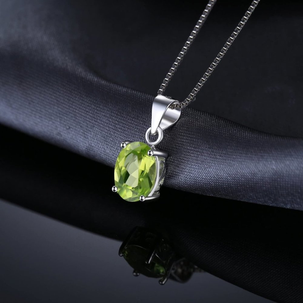 π 2.21ct Peridot Pendant - 925 Sterling Silver - Picture 2 of 6